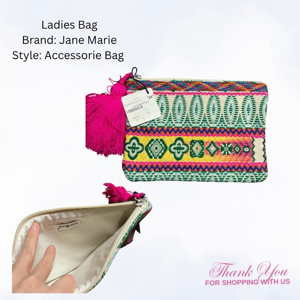 Bohemian Multicolor Clutch with Pink Tassel